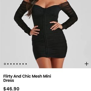 Windsor black bodycon mesh long sleeve dress